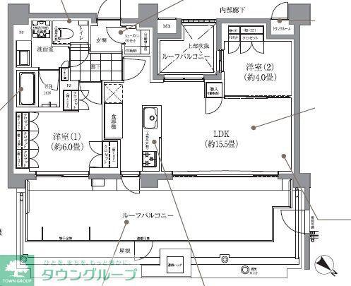 イニシアイオ武蔵小山(2LDK/5階)の間取り写真