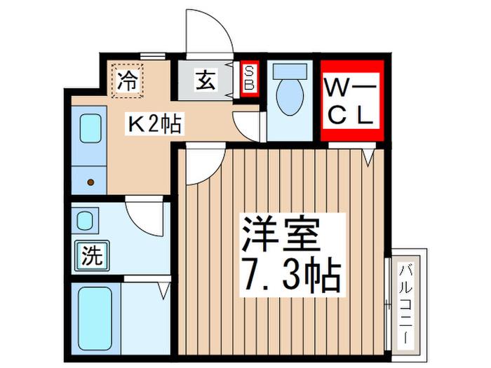 エスパスII(1K/1階)の間取り写真