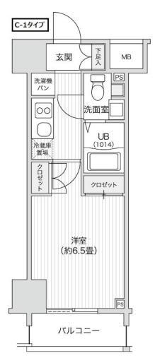 レジディア笹塚II(1K/2階)の間取り写真