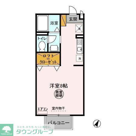ランセ今谷C(ワンルーム/2階)の間取り写真