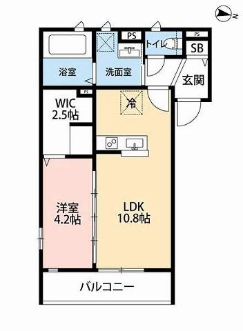 サンパーク大濠(1LDK/2階)の間取り写真