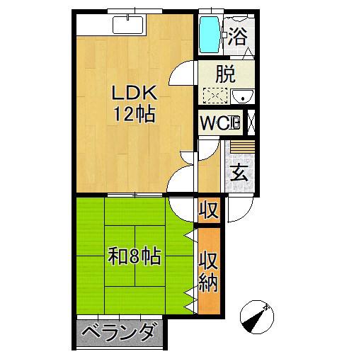 アサヒハイツ(1LDK/1階)の間取り写真