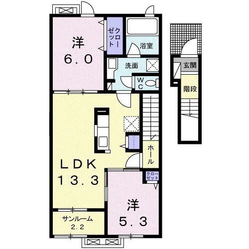 フラン メゾン14(2LDK/2階)の間取り写真