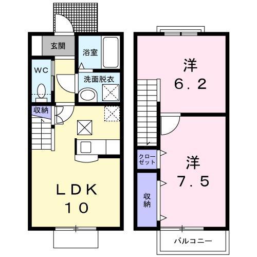 ハイムSWEET PEA 2(2LDK/1階)の間取り写真