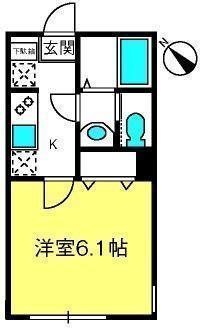 エクセラン北浦和(1K/3階)の間取り写真