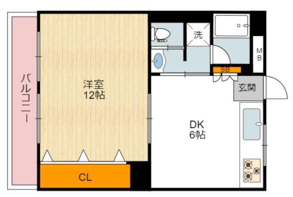 エクセルコート住之江公園(1DK/2階)の間取り写真