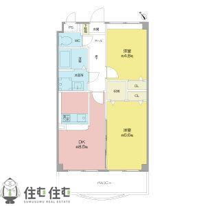 ロイヤル大成町1号館(2DK/2階)の間取り写真