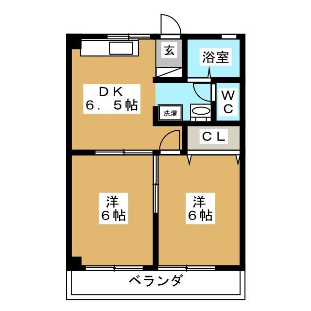 ヴィラけやき(2DK/2階)の間取り写真