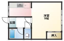 コーポ八甲(1K/2階)の間取り写真