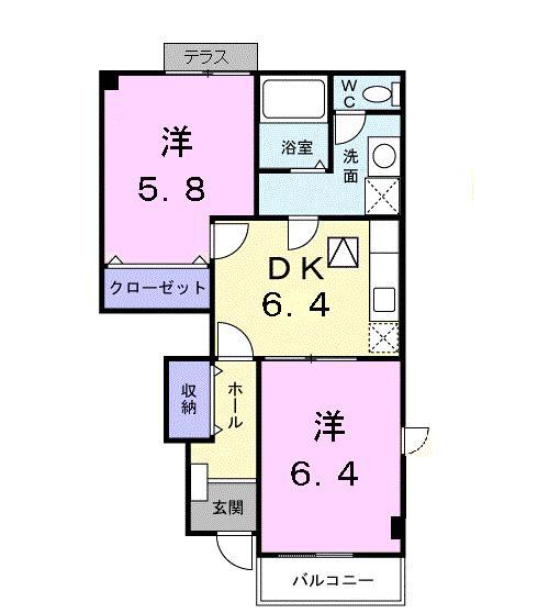 グランツII(2DK/1階)の間取り写真