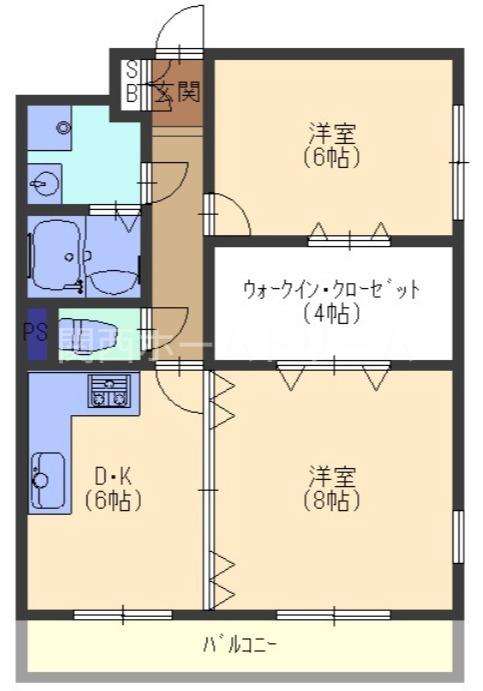 ジーオーシックス(2DK/2階)の間取り写真