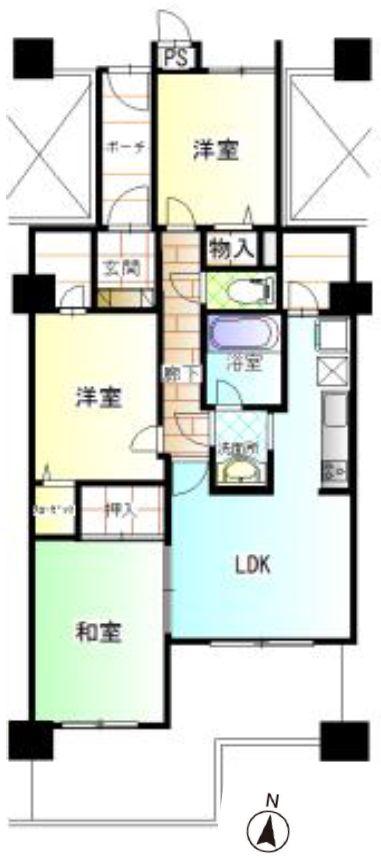 朝日プラザ雲雀ヶ丘(3LDK/3階)の間取り写真