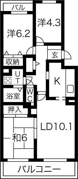 パークノヴァ徳川園(3LDK/1階)の間取り写真