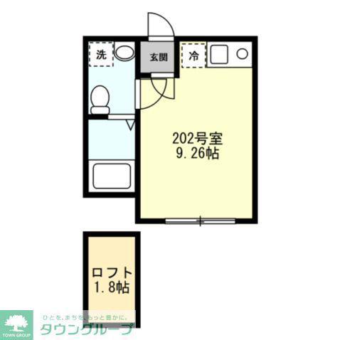 ベイルーム上町屋AB棟(ワンルーム/2階)の間取り写真
