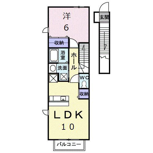 メゾンオーブC(1LDK/2階)の間取り写真