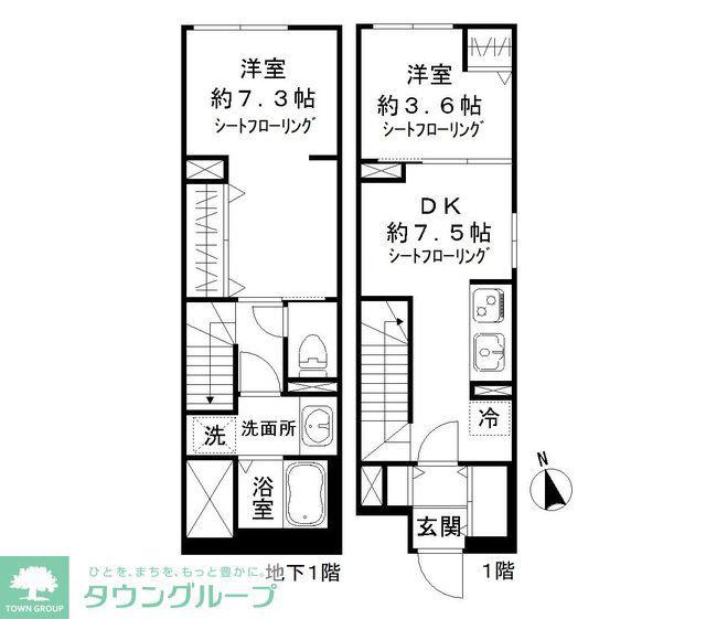 ソラシアレジデンス学芸大学II(2DK/1階)の間取り写真