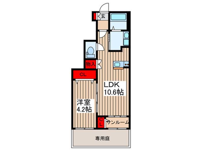 コンプレット(1LDK/1階)の間取り写真