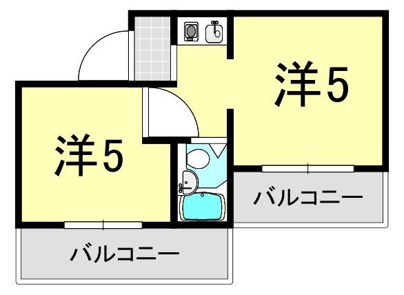 アメニティ東神戸(2K/2階)の間取り写真