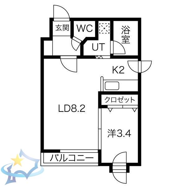 クラージュ行啓I(1LDK/4階)の間取り写真
