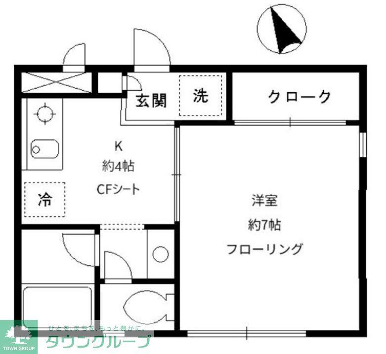 シェルドミール(1K/1階)の間取り写真