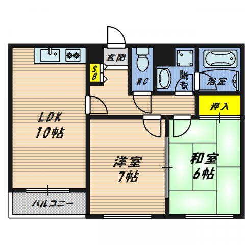 ハピエストブランチ(2LDK/9階)の間取り写真