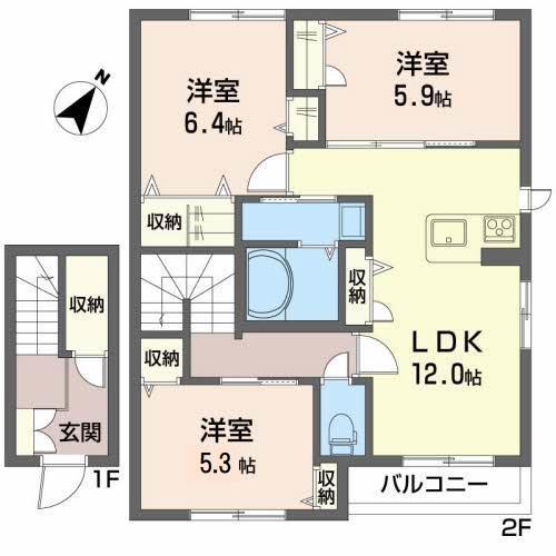 いなほA(3LDK/2階)の間取り写真