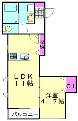 アスコット(1LDK/2階)の間取り写真