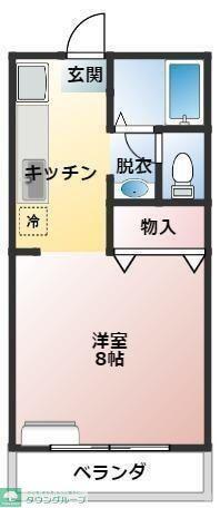 貸アパート 高崎市下佐野町(1K/2階)の間取り写真