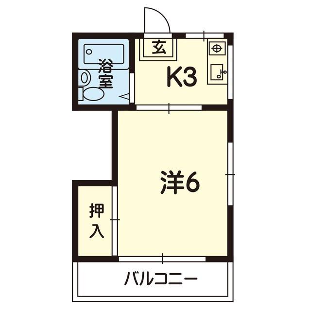 フェリーチェ九品寺(1K/2階)の間取り写真