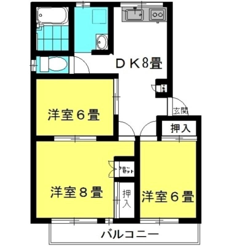 グランシャリオ1番館(3DK/1階)の間取り写真