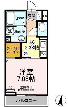 セジュール南阿佐ヶ谷2(1K/1階)の間取り写真