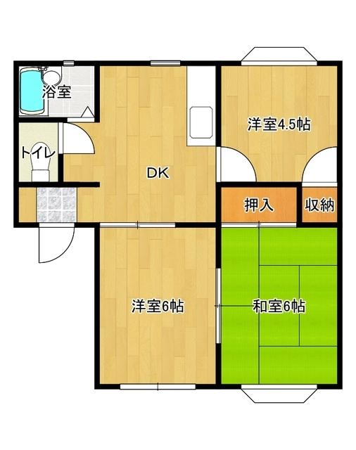 ダイヤハイツA・B(3DK/2階)の間取り写真