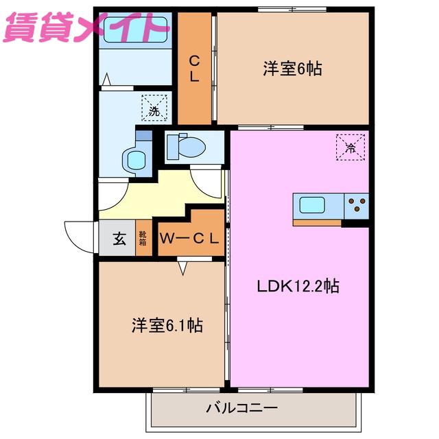 オルフィーク(2LDK/3階)の間取り写真