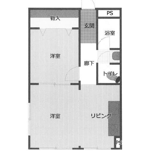グランディア六甲ストーリア(2DK/4階)の間取り写真