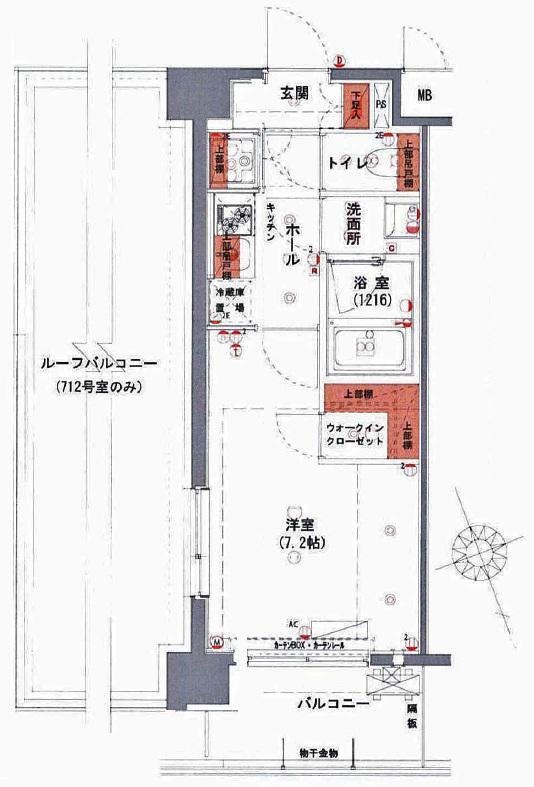 ハーモニーレジデンス東京アーバンスクエア♯002(1K/7階)の間取り写真