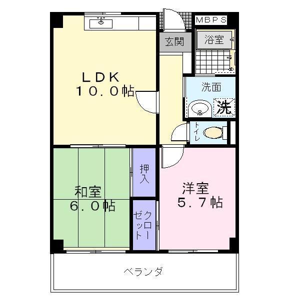 ハーミットクラブ(2LDK/3階)の間取り写真