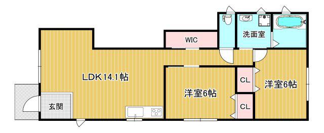 西宮市山口町上山口2丁目(2LDK/1階)の間取り写真