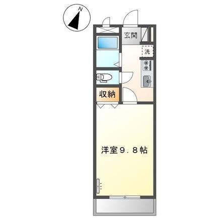 ディアコートS(1K/2階)の間取り写真