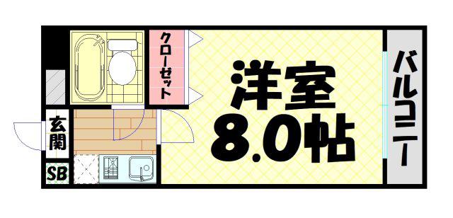 シャンクレール大国(1K/3階)の間取り写真