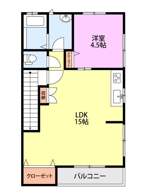 LAWRENCE(1LDK/2階)の間取り写真
