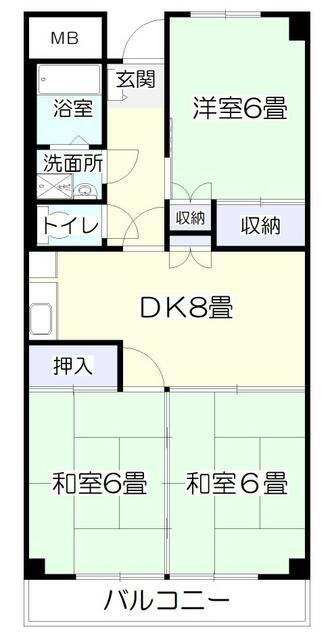 ニューライフ高嶺(3DK/1階)の間取り写真