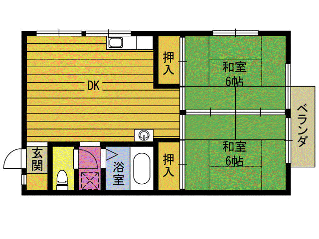 シャト-タナカ(2DK/1階)の間取り写真