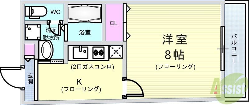 アンプルール・フィギュール(1K/2階)の間取り写真