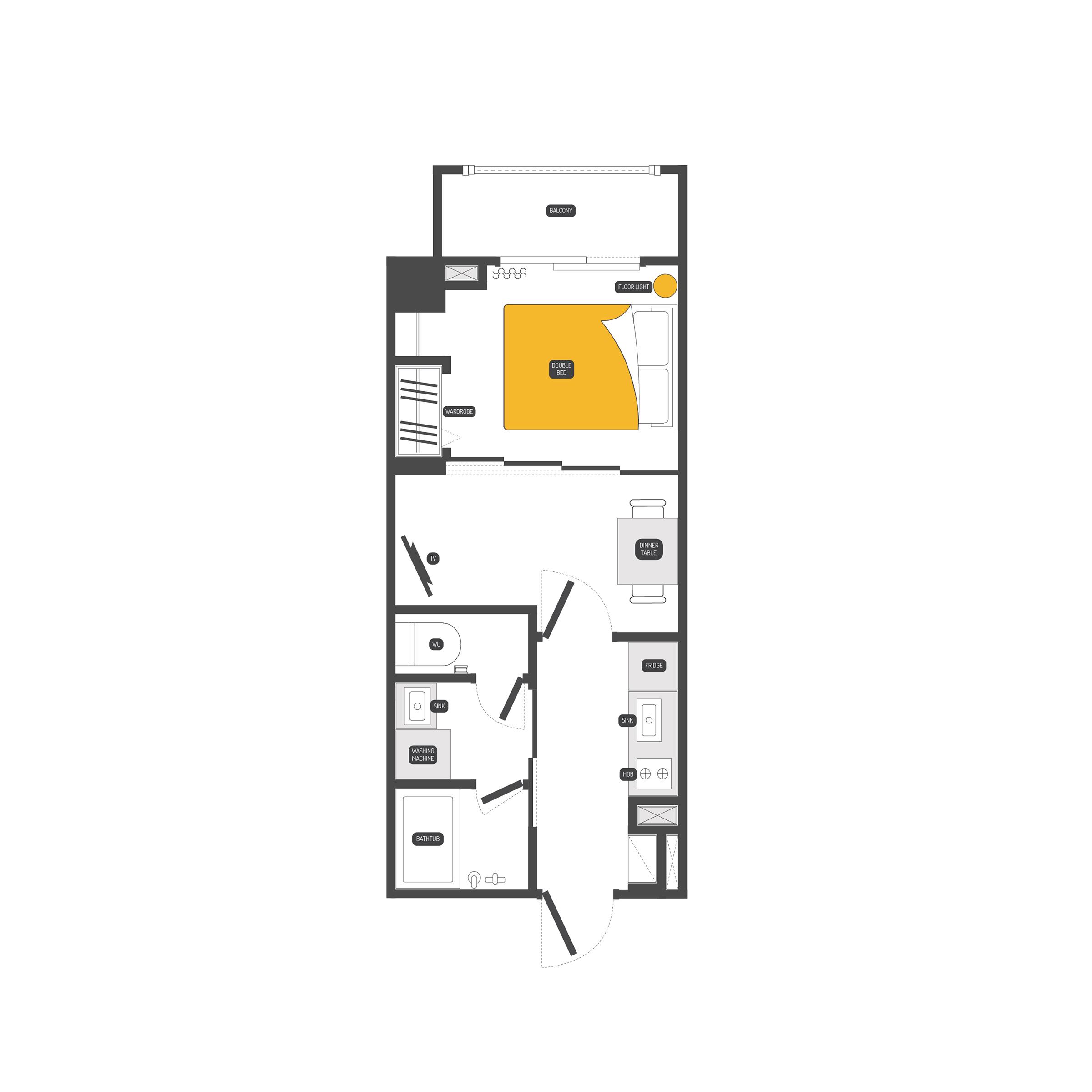 DASH LIVING SHINJUKU SANCHOME - 1BR(1LDK/3階)の間取り写真