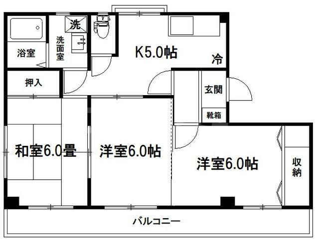 ビレッジ北栄(3K/3階)の間取り写真