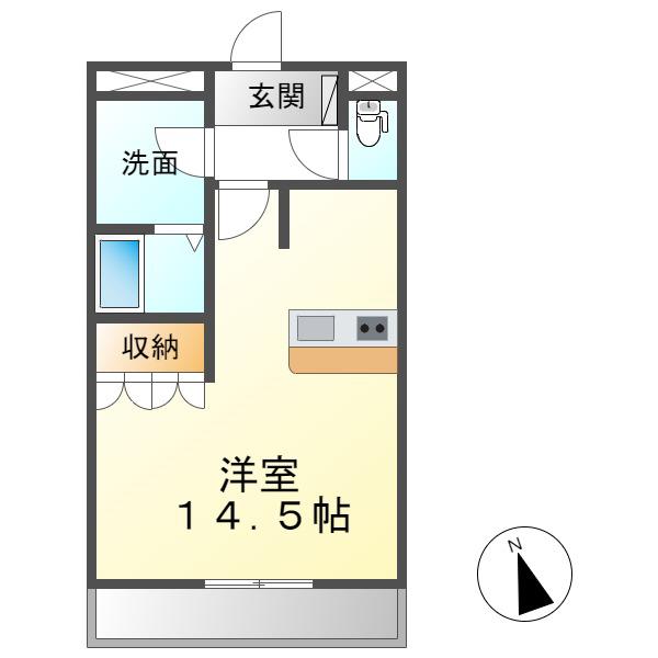 エスポワール(ワンルーム/2階)の間取り写真