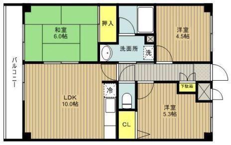 グランパレスイマージュ(3LDK/4階)の間取り写真