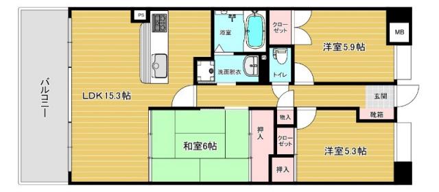 リファレンス寺塚(3LDK/5階)の間取り写真
