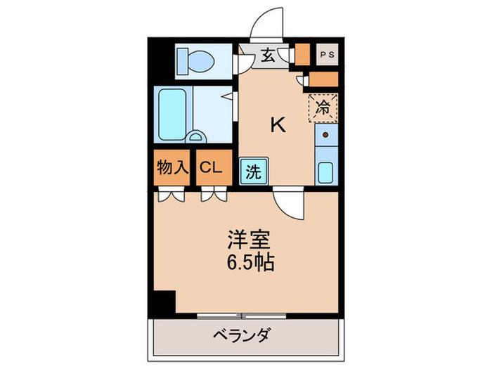 ベイパルク萩中(1K/2階)の間取り写真