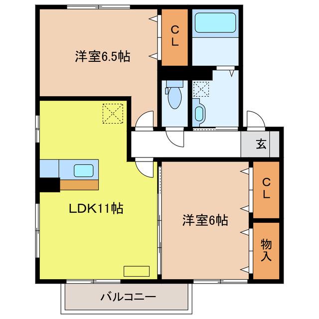 CASA・L(2LDK/2階)の間取り写真